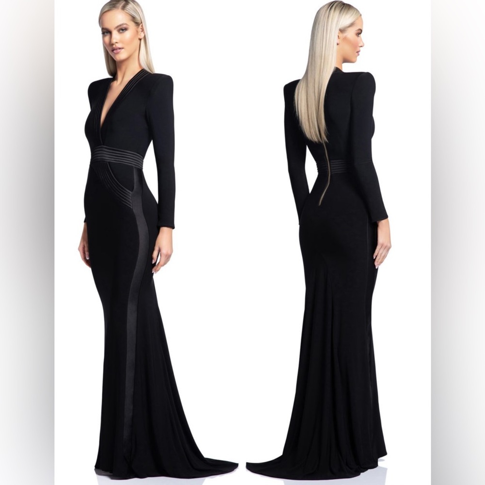 ZHIVAGO Battle Lines The Heiress V-Neck Gown Long Dress - Picture 2 of 11